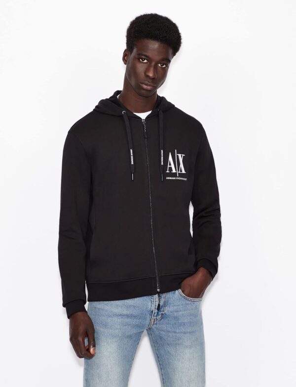 Felpa con cappuccio Armani Exchange Uomo Nero cerniera-4