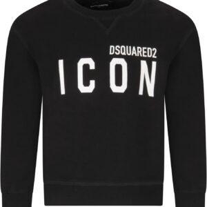 Felpa Bambino Dsquared2 Nero 100% Cotone Girocollo-0