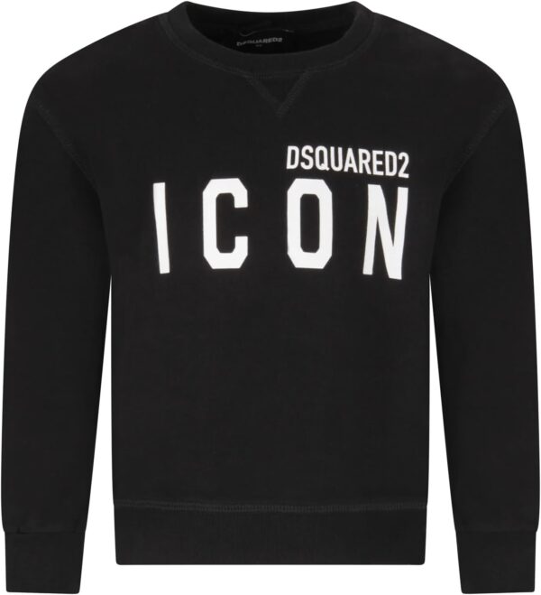 Felpa Bambino Dsquared2 Nero 100% Cotone Girocollo-0