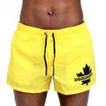 Shorts mare uomo DSQUARED2 gialli logo vita elasticizzata