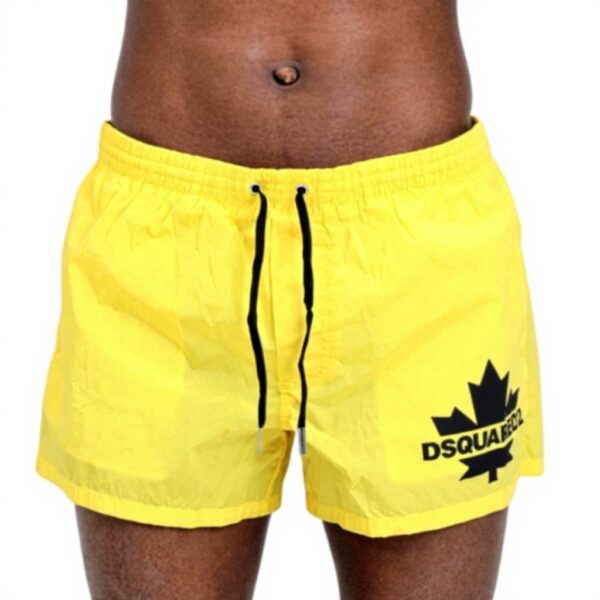 Shorts mare uomo DSQUARED2 gialli logo vita elasticizzata