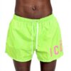 Pantaloncini mare DSQUARED2 uomo verde fluo logo rosa