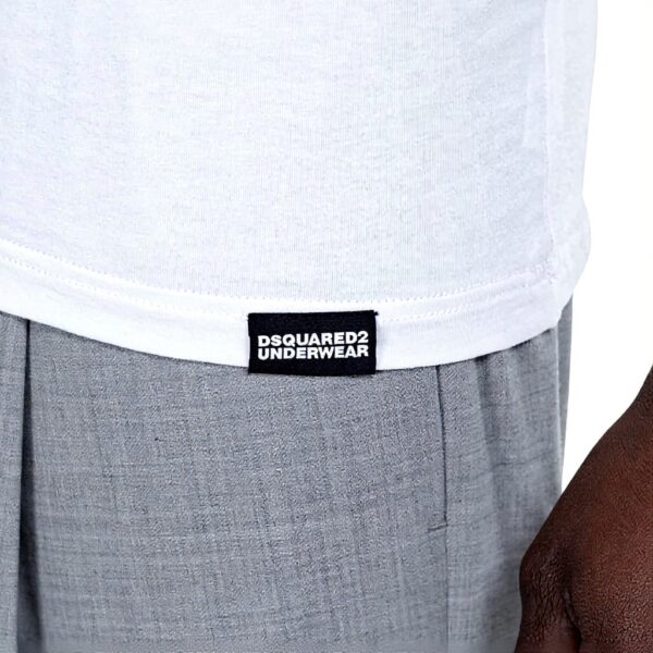 T-shirt DSQUARED2 patch logo bianca uomo donna cotone