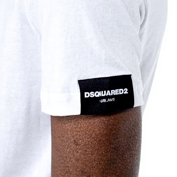 T-shirt DSQUARED2 patch logo bianca uomo donna cotone