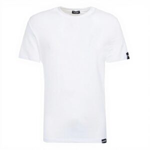 T-shirt DSQUARED2 patch logo bianca uomo donna cotone