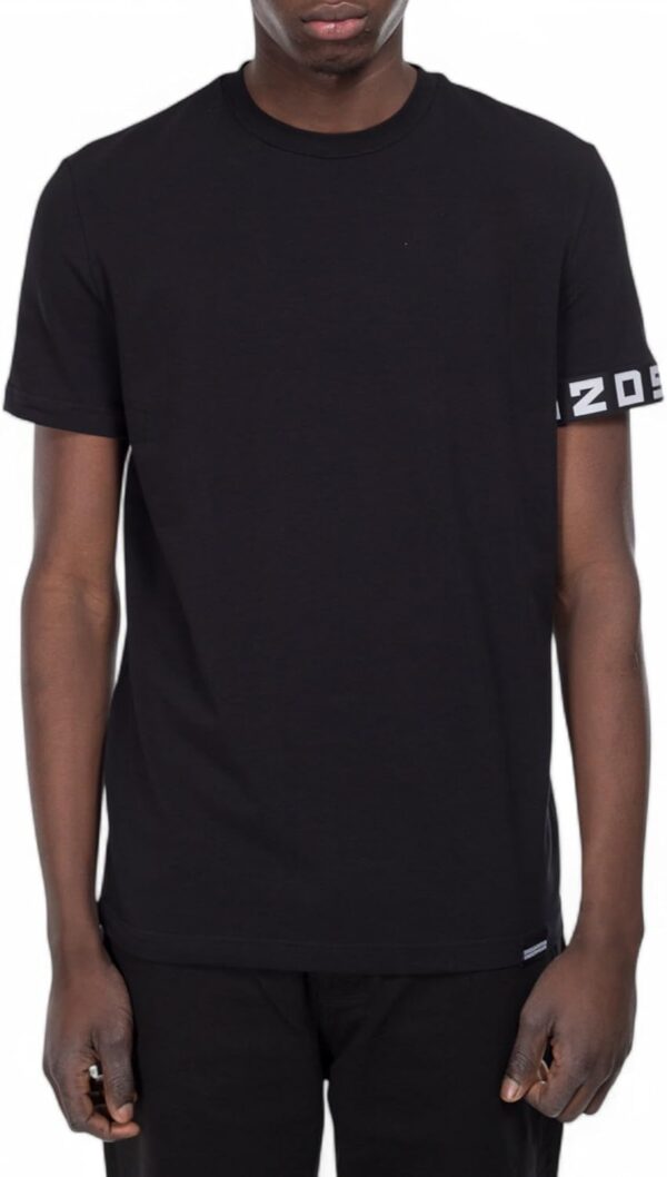 T-shirt DSQUARED2 nera manica logata uomo donna cotone-2
