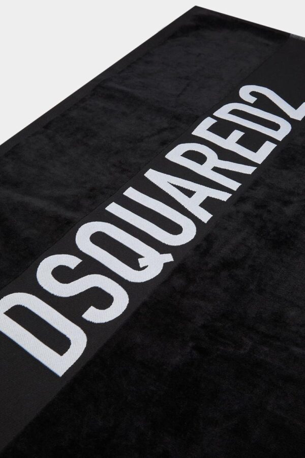 Telo mare DSQUARED2 nero logo unisex asciugamano spiaggia-2