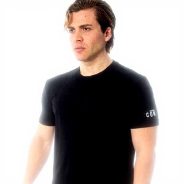 T-shirt DSQUARED2 nera logo bianco cotone uomo