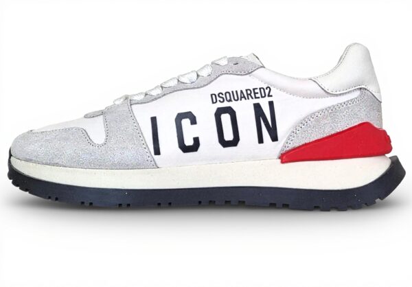 DSQUARED2 Sneaker Uomo Running pelle nylon Bianco Rosso