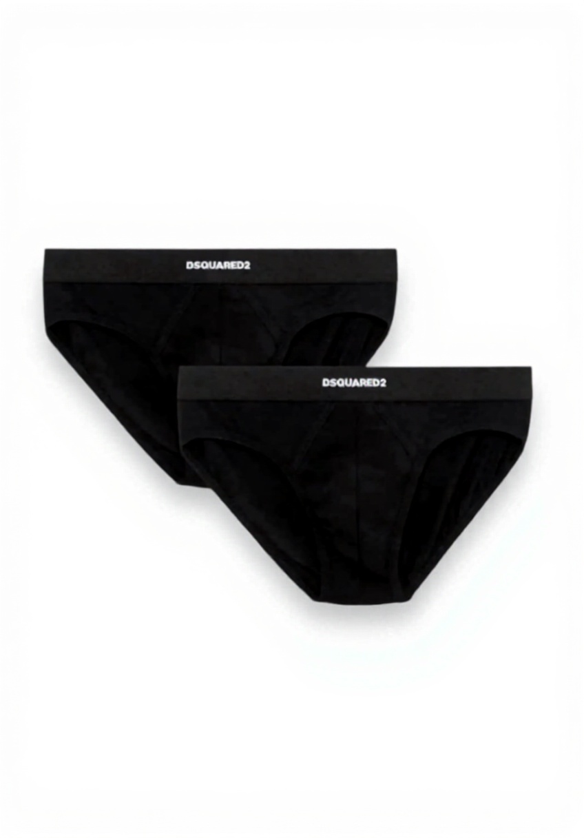 Slip DSQUARED2 nero su sfondo neutro che mostra il design essenziale