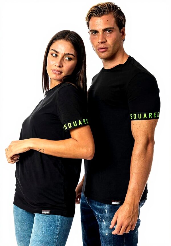 T-shirt Dsquared uomo nero cotone misto girocollo