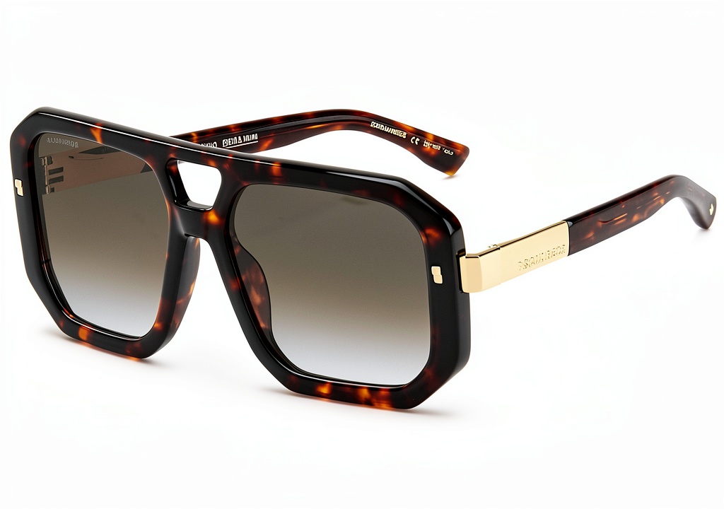 Occhiali da sole Dsquared2 D2 0105/S in colore nero havana su sfondo neutro