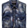 Camicia jeans Dsquared2 uomo cotone blu slavato manica lunga-3