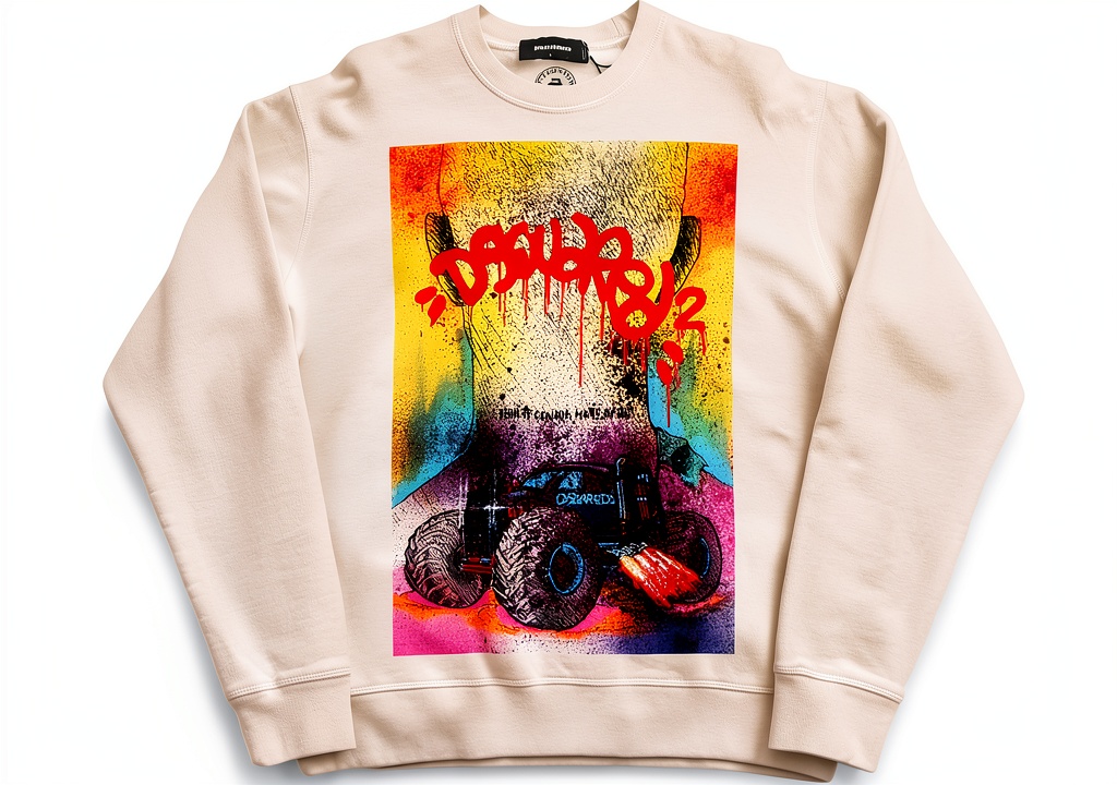 'DSQUARED2 felpa uomo in cotone con stampa Monster Truck'