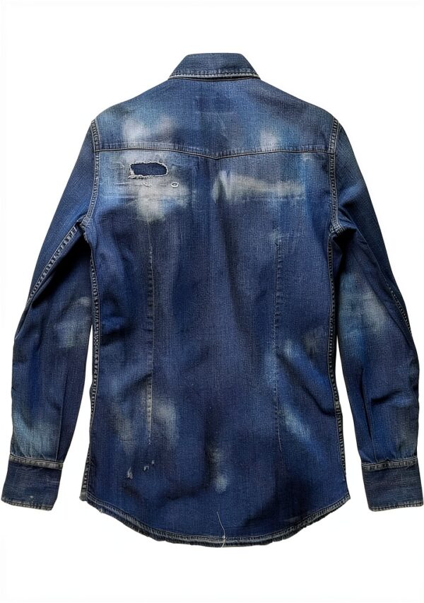 Camicia jeans Dsquared2 uomo cotone blu slavato manica lunga-4
