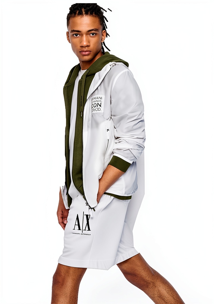 Pantaloncini Armani Exchange in cotone French Terry su sfondo neutro