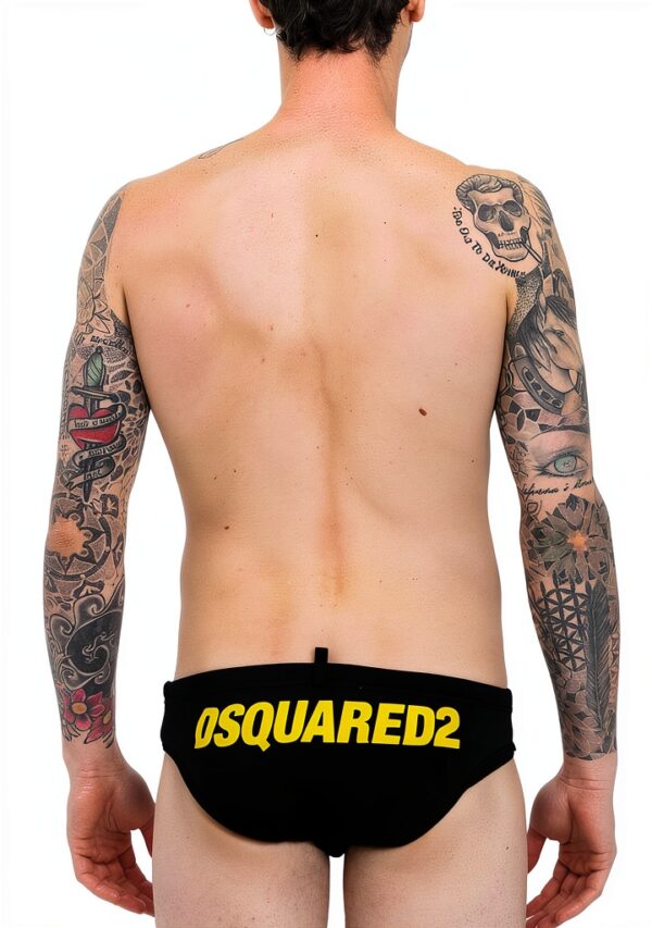 Pantaloncini mare DSQUARED2 uomo nero giallo senza maniche