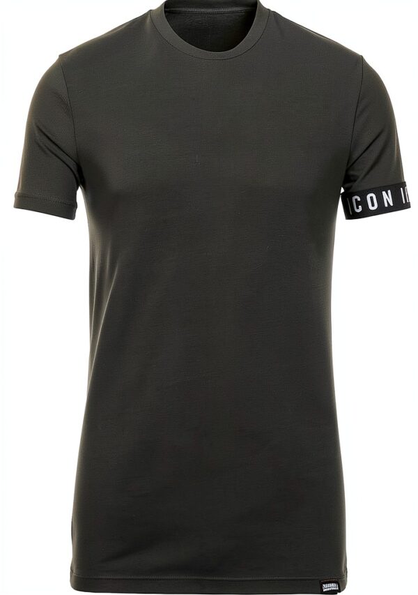 T-shirt DSQUARED2 uomo verde militare manica elastica casual