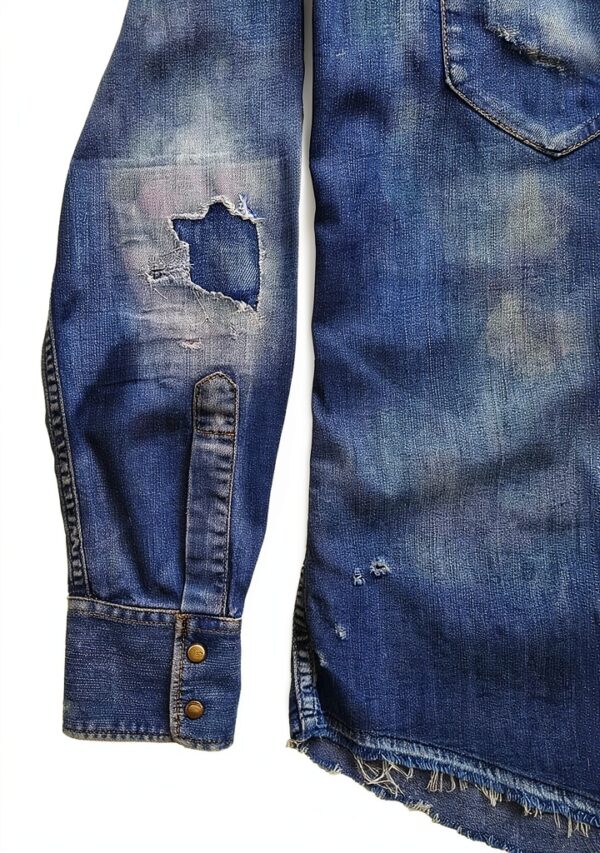 Camicia jeans Dsquared2 uomo cotone blu slavato manica lunga-1
