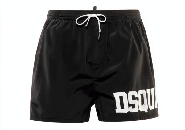 Shorts mare DSQUARED2 uomo neri logo poliammide