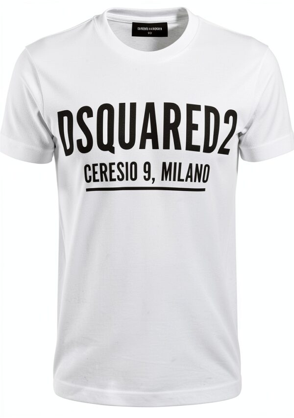 T-shirt Bambino DSQUARED2 Logo Bianco Colletto Semplice