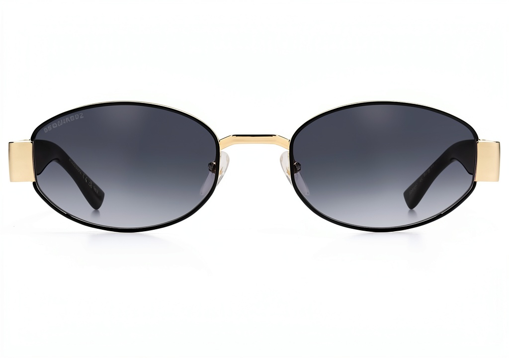 Installing Occhiali da sole Dsquared2 D2 0155S 53mm oro nero on a wooden desk