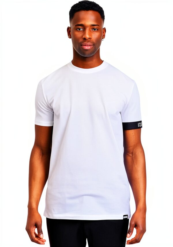 T-shirt DSQUARED2 Uomo Bianca Banda Elastica Manica