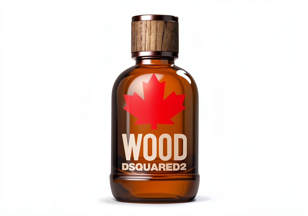 DSQUARED2 Profumo Uomo Wood flacone in vetro brunito con dettagli in legno