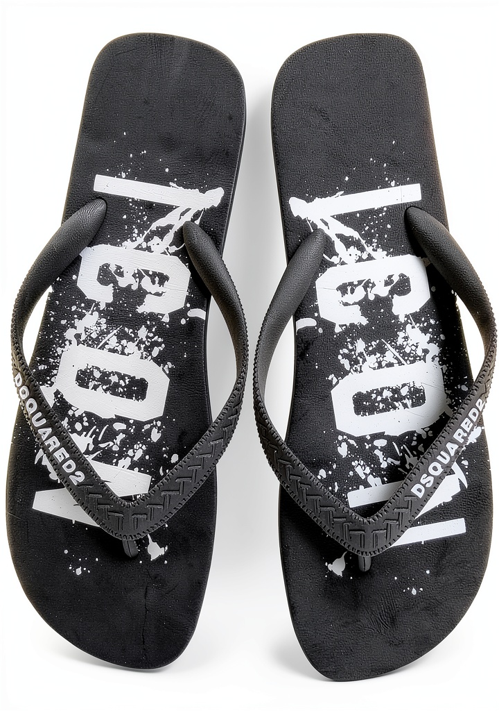Dsquared2 ciabatte infradito in gomma nero su sfondo chiaro