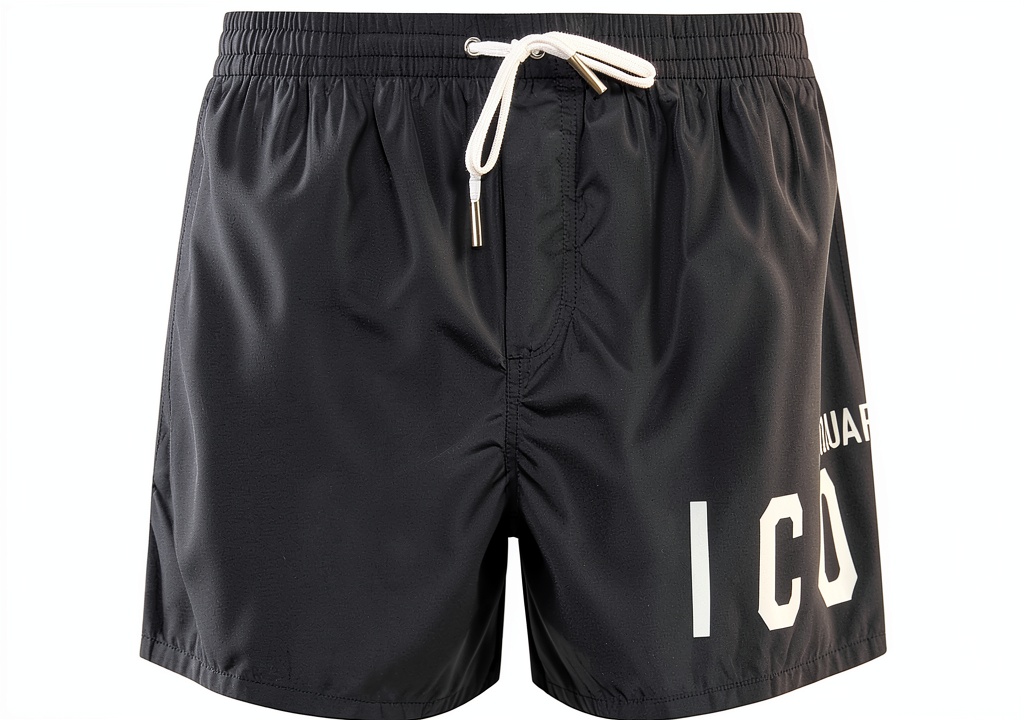 DSQUARED2 costume da bagno uomo nero in cotone