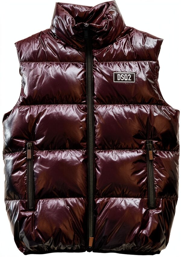 DSQUARED2 giubbotto piumino smanicato uomo nero lucido