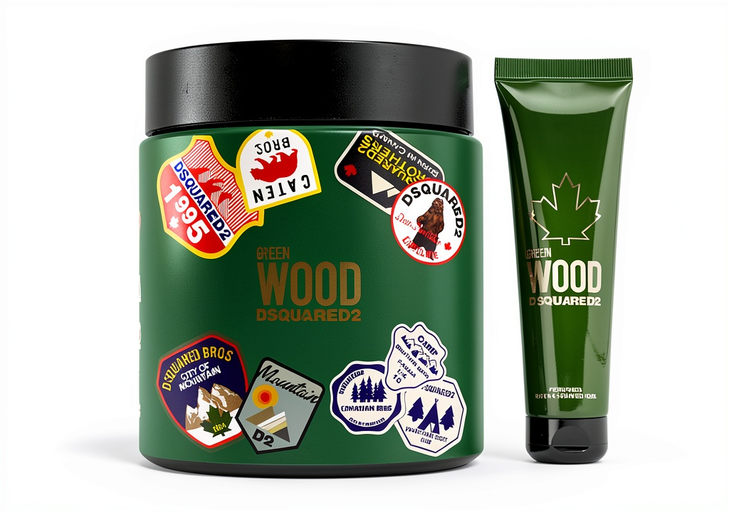 Set Dsquared2 Green Wood EDT e SG su sfondo elegante