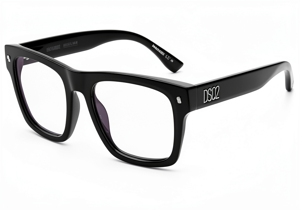 Installing Occhiali da sole DSQUARED2 Unisex design moderno colore nero on a wooden desk