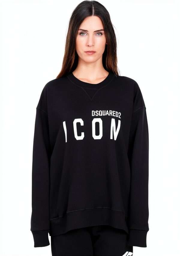Felpa DSQUARED2 donna nera logo stampa girocollo