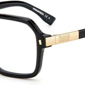 Occhiali Dsquared2 Uomo Nero Oro Montatura Design-0