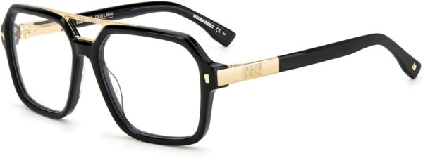 Occhiali Dsquared2 Uomo Nero Oro Montatura Design-0