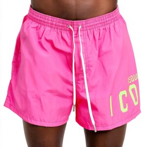 Shorts mare DSQUARED2 uomo rosa fluo logo verde vita-0