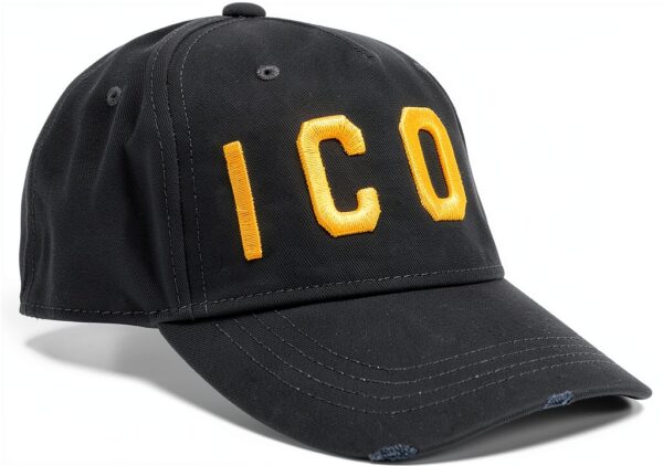 Dsquared2 Cappellino Nero Bianco Uomo Cotone Effetto Usato-5