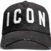 Dsquared2 Cappellino Nero Bianco Uomo Cotone Effetto Usato-0