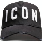Dsquared2 Cappellino Nero Bianco Uomo Cotone Effetto Usato-0