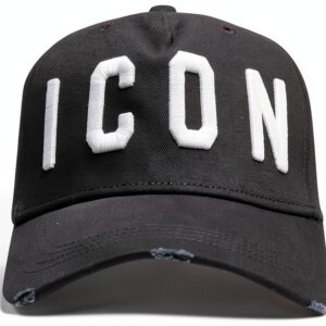 Dsquared2 Cappellino Nero Bianco Uomo Cotone Effetto Usato-0