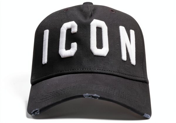 Dsquared2 Cappellino Nero Bianco Uomo Cotone Effetto Usato-0