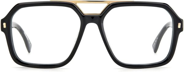 Occhiali Dsquared2 Uomo Nero Oro Montatura Design-1