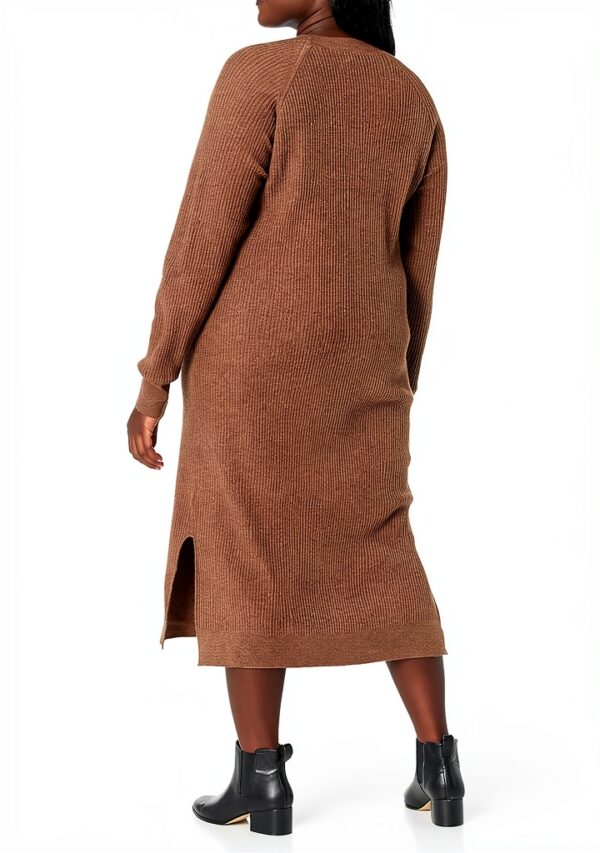 Vestito da Donna The Drop Midi a Costine Nero Elegante e Confortevole-4