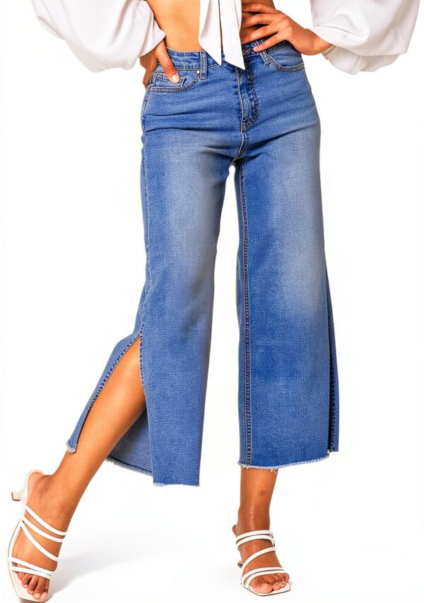 Jeans Nina Carter Donna Flared Cropped 7/8 Azzurro Modello-3