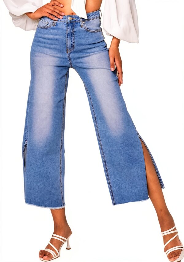 Jeans Nina Carter Donna Flared Cropped 7/8 Azzurro Modello-0