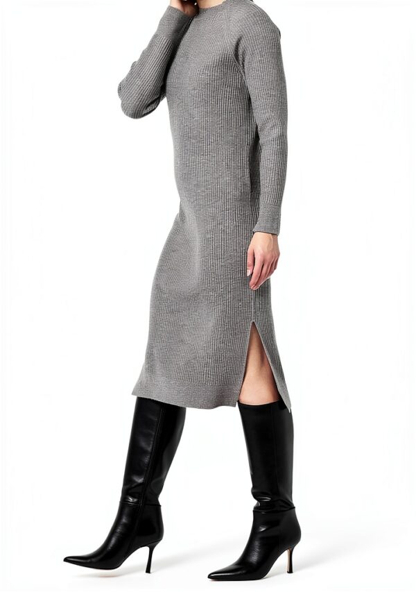 Vestito da Donna The Drop Midi a Costine in Moka e Taglie S XXL Plus-3