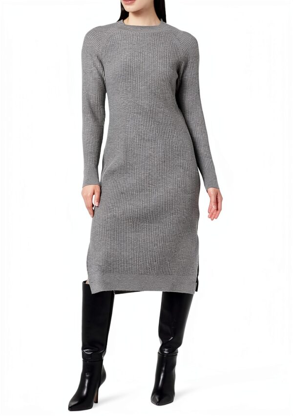 Vestito da Donna The Drop Midi a Costine in Moka e Taglie S XXL Plus-0