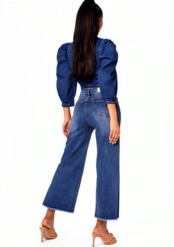 Jeans Nina Carter Donna Flared Cropped 7/8 Azzurro e Blu Scuro-6