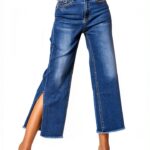 Jeans Nina Carter Donna Flared Cropped 7/8 Azzurro e Blu Scuro-0